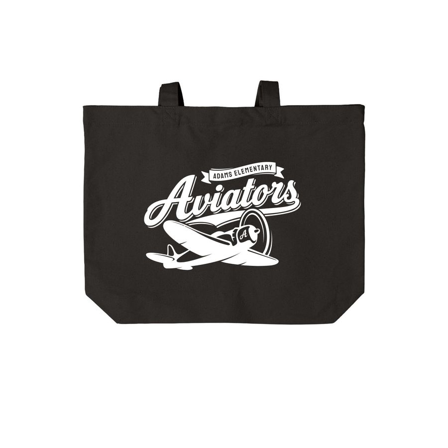 Aviator Tote, a Deep Black Cotton Canvas Tote Bag