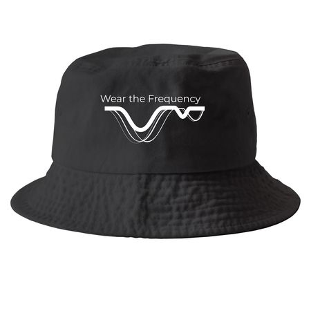 Wear the frequency, a Black Printed Bucket Hat