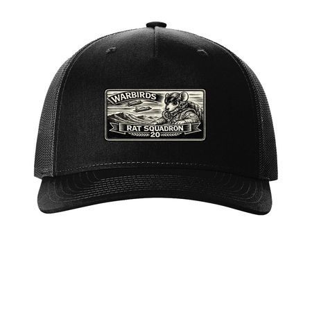Official Squadron 20 Hat, a Black Printed Five-Panel Trucker Cap