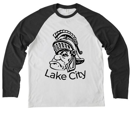 Vintage LC Trojan, a Space Black/ Bright White Allmade Eco Triblend Colorblock Raglan Long Sleeve Tee
