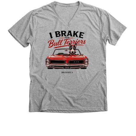 Muscle Car Bull Terrier, a Athletic Heather Premium V-Neck Tee