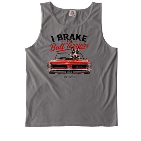 Muscle Car Bull Terrier, a Grey Comfort Colors Tank Top