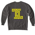 Classic Yellow Logo, a Pepper Comfort Colors Crewneck Sweatshirt (back-view)