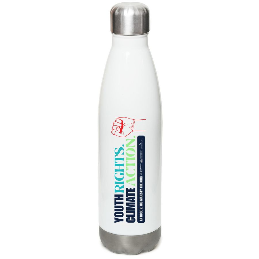 Youth v. Canada Water Bottle, a White Stainless Steel Water Bottle