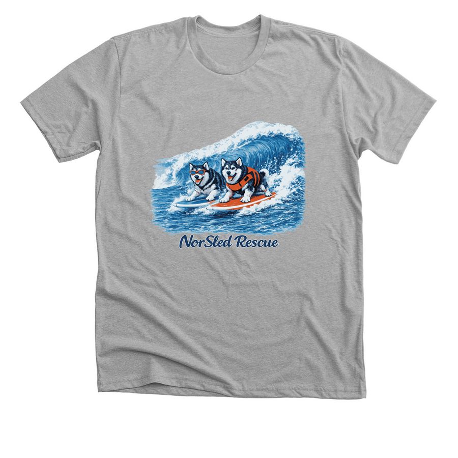 Surfing Pups, a Athletic Heather Premium Unisex Tee