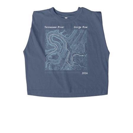 TN River Gorge Row 2026, a Faded Navy Women's Heavyweight Garment Dye Muscle Tee