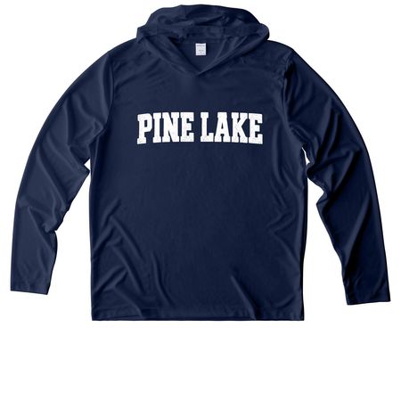 Pine Lake Classic Block in White - UV Gear, a True Navy UV Performance Long Sleeve Hoodie