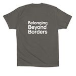 Beyond Borders, a Asphalt Premium Cotton Tee (back-view)