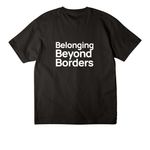 Beyond Borders, a Black Unisex Heavyweight Tee (back-view)