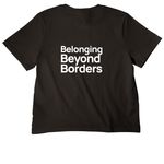 Beyond Borders, a Black Women's Heavyweight Tee (back-view)
