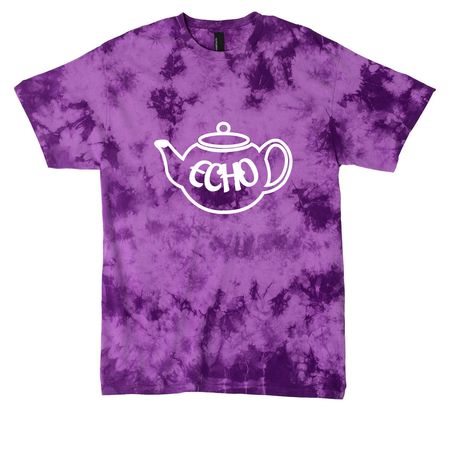 Team ECHO, a Purple Crystal Tie Dye Tee (back-view)