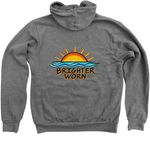 Brighter Worn &nbsp;, a Deep Heather Zip Up Hoodie (back-view)