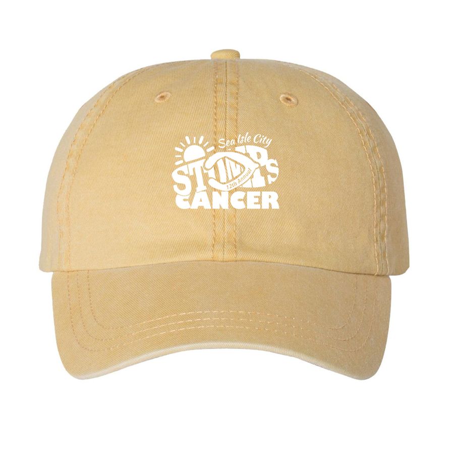 STOMP 2026 Hat, a Mustard Printed Pigment Dye Baseball Cap