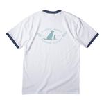 Support Local Street Cats, a White/ Navy Cotton Ringer Tee (back-view)