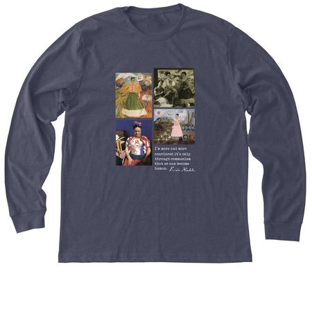 Frida Communist Collage - DARK COLORS&nbsp;, a Heather Midnight Navy Premium Long Sleeve Tee