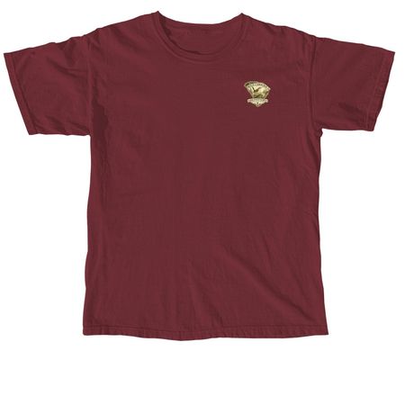 Carolina Wren Stamp, a Brick Comfort Colors Unisex Tee (back-view)