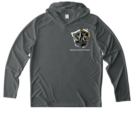 Sun Shirt Team Logo, a Dark Smoke Grey UV Performance Long Sleeve Hoodie