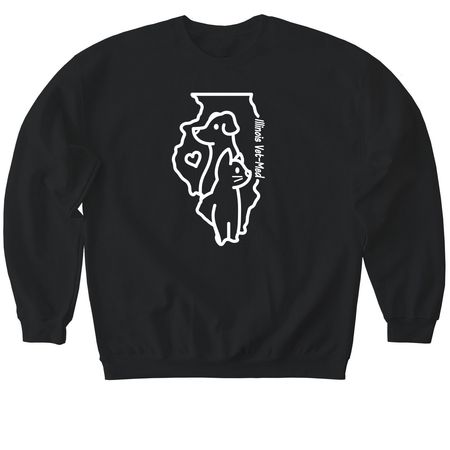 Illinois Cat & Dog&nbsp;, a Black Softstyle Crewneck Sweatshirt