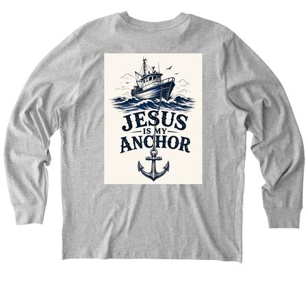 Hebrews 6:19, a Heather Grey Stanley/Stella Unisex Creator 2.0 Long Sleeve Tee