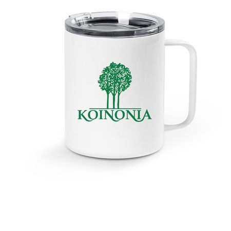 Koinonia Insulated Mug, a White Stainless Steel Travel Mug