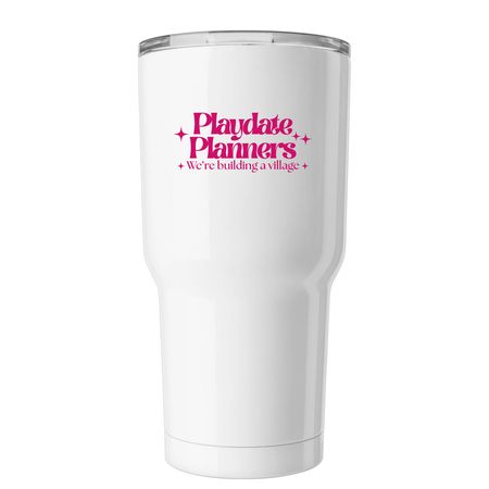 Playdate Planners Insulated Tumbler, a White Insulated Tumbler (back-view)