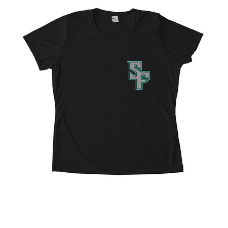 SF Front / Pirate Back Performance, a Black Women's Performance Tee