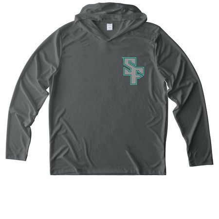 SF Front / Pirate Back Performance, a Dark Smoke Grey UV Performance Long Sleeve Hoodie