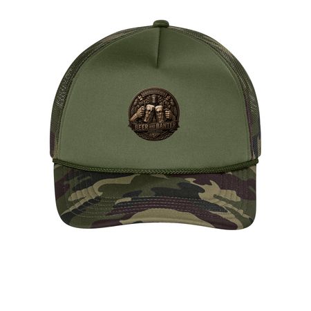 Cap, a Olive Drab Green/ Camo Printed Foam Trucker Hat