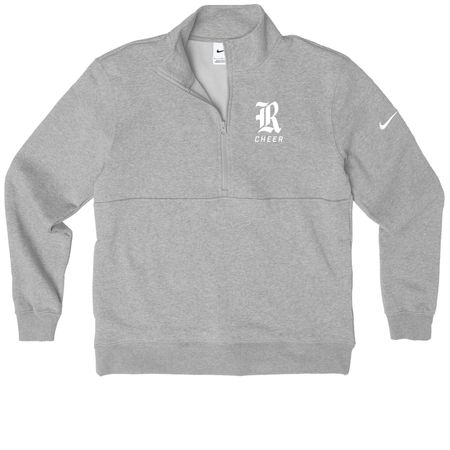 RICE CHEER - NIKE MERCH, a Dark Grey Heather Nike Club Fleece Half Zip Pullover