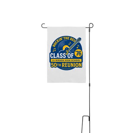 LMHS Matadors 50 Years Strong, a White 12" x 18" Yard Flag with Stake