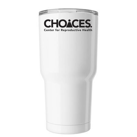 Bass Pro Abortion, a White Insulated Tumbler (back-view)