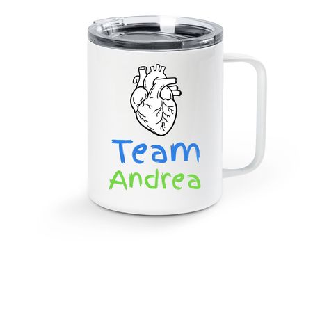 Team Andrea, a White Stainless Steel Travel Mug