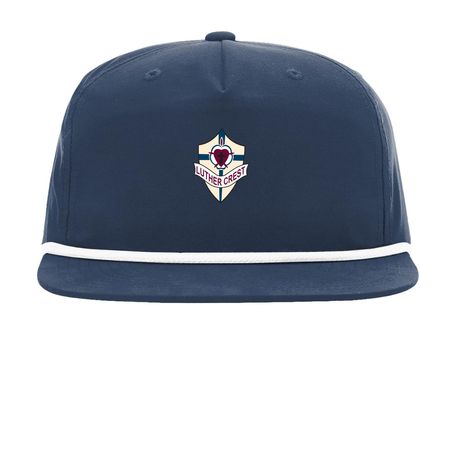 Luther Crest Snapback Cap, a Navy/ White Printed Umpqua Snapback Cap