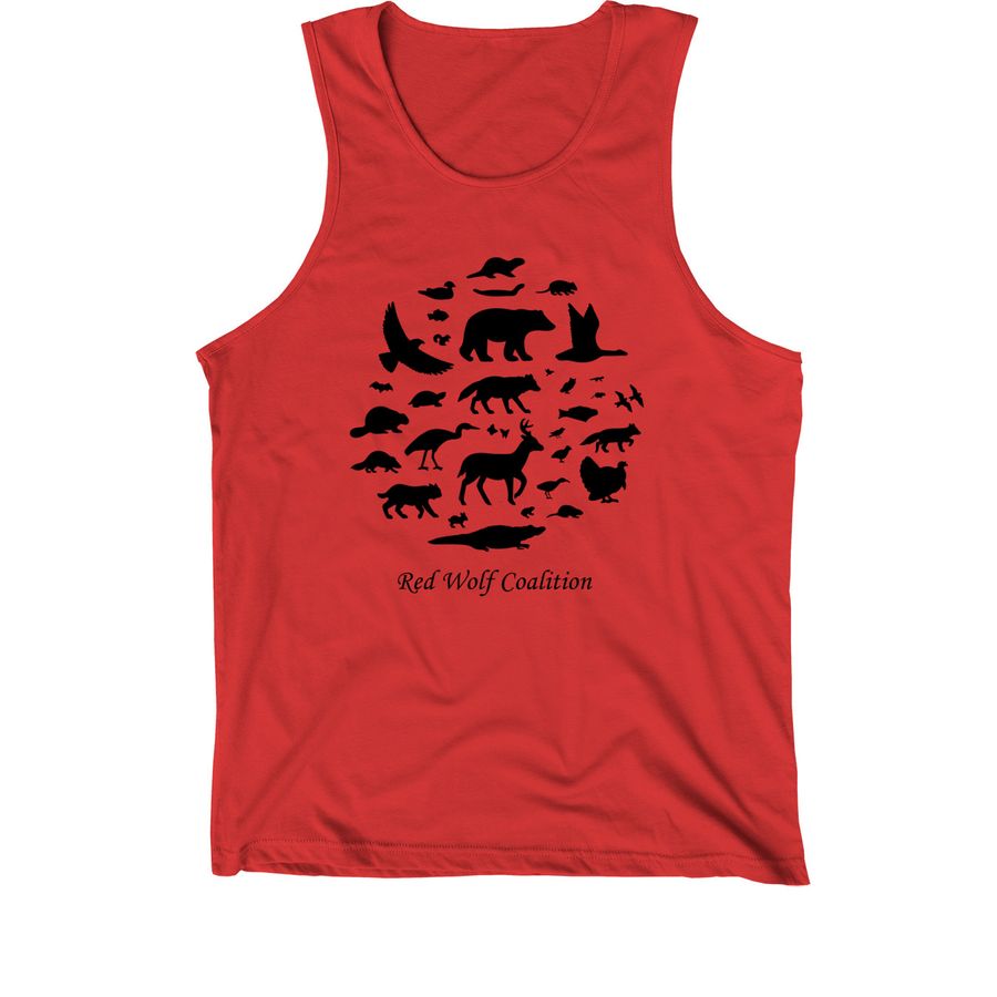 Red Wolf Biodiversity, a Red Premium Cotton Tank