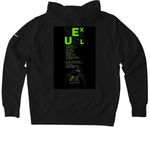 NEW MMH GREEN, a Black Nike Club Fleece Pullover Hoodie (back-view)