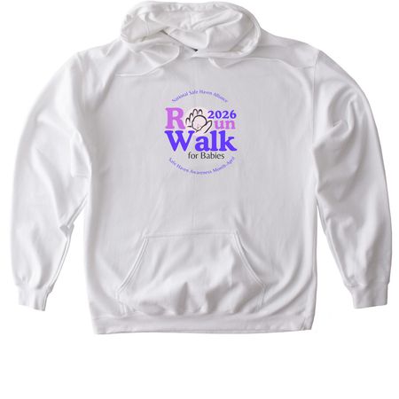 2026 Safe Haven RunWalk for Babies, a White Gildan Softstyle Pullover Hoodie
