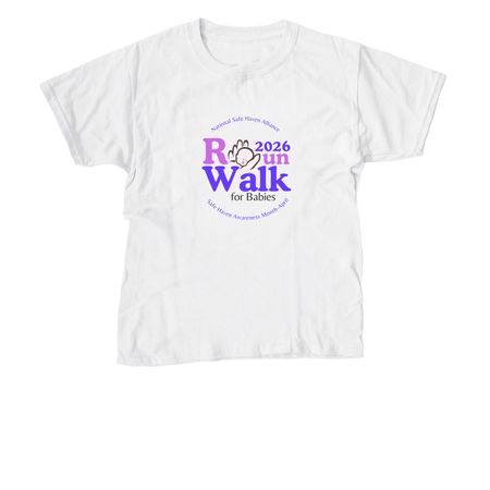 2026 Safe Haven RunWalk for Babies, a White Youth Unisex Tee