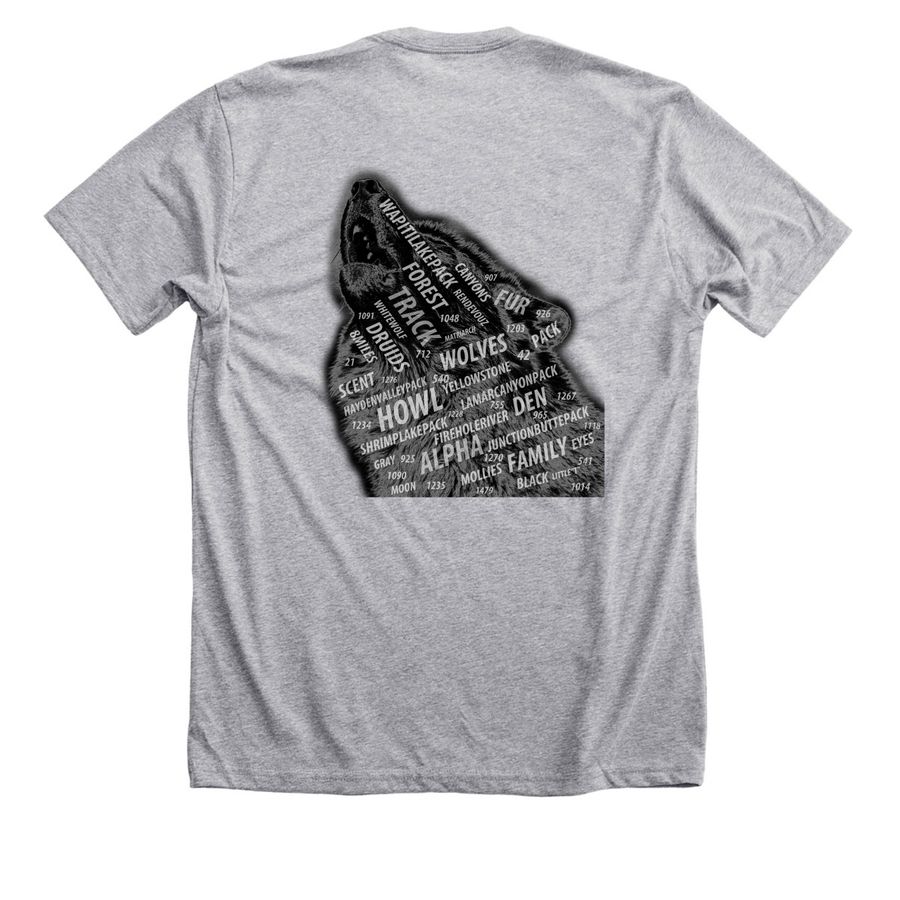 Yellowstone Wolves, a Athletic Heather Premium Unisex Tee (back-view)