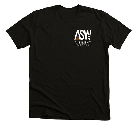"A Silent War Within" Left Chest Emblem Tee, a Black Heather Premium Unisex Tee
