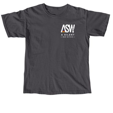 "A Silent War Within" Left Chest Emblem Tee, a Graphite Comfort Colors Unisex Tee