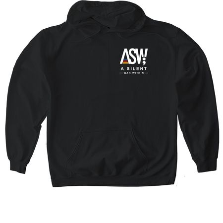"A Silent War Within" Left Chest Emblem Tee, a Black Gildan Softstyle Pullover Hoodie