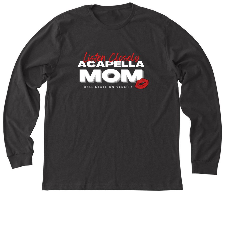 Listen Closely Mom V-Neck Tee, a Dark Grey Heather Premium Long Sleeve Tee