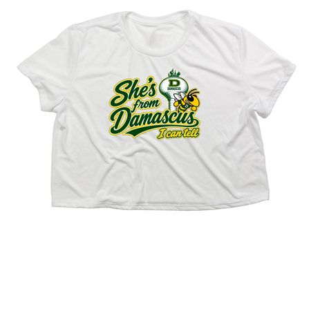She's from Damascus (regular tees), a White Women?s Flowy Cropped Tee