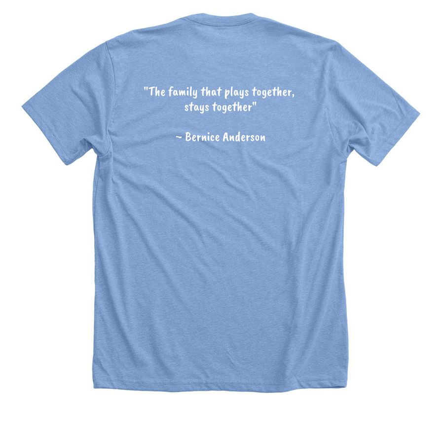 Anderson Family Vacay Adult Shirts, a Heather Carolina Blue Premium Unisex Tee (back-view)