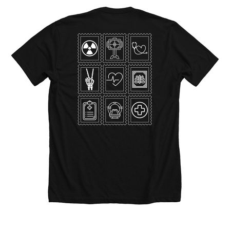 x-ray stamps, a Solid Black Blend Premium Unisex Tee (back-view)