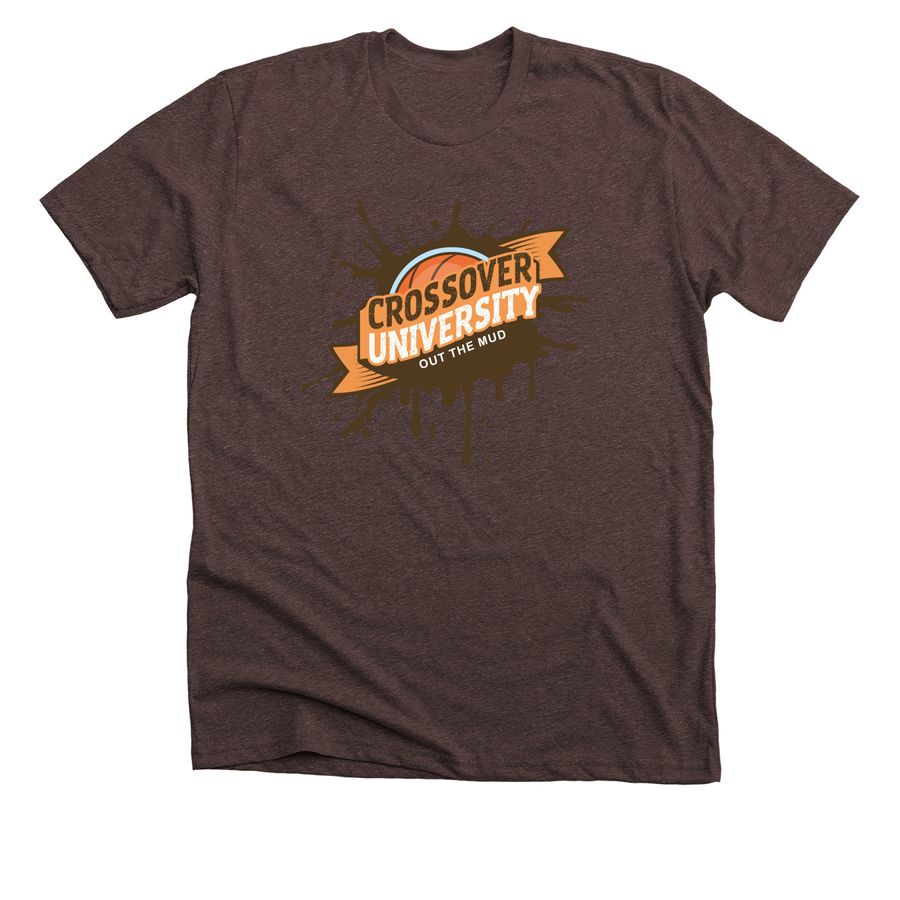 Crossover University Out the Mud, a Heather Brown Premium Unisex Tee