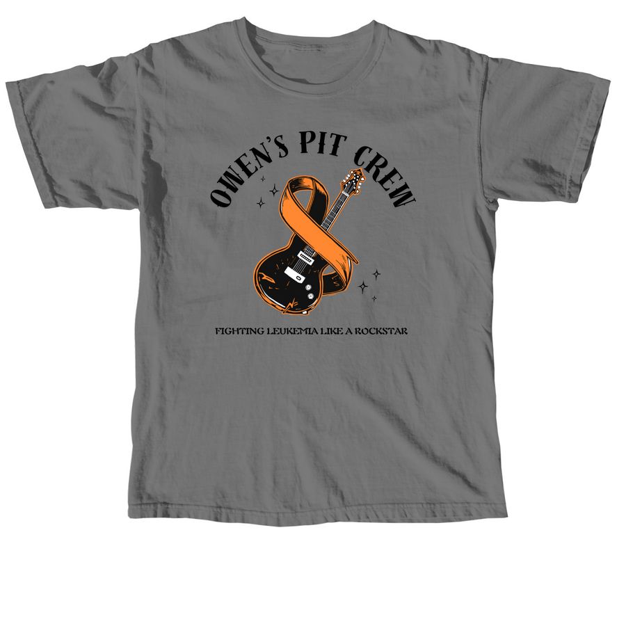 Owen's Pit Crew - Rockstar Fighter, a Grey Comfort Colors Unisex Tee