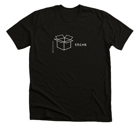 Think Outside the Box, a Black Heather Premium Unisex Tee