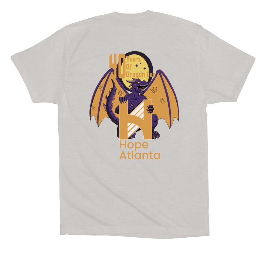 Hope Atlanta X Dragon Con Shirt, a Solid Athletic Grey Premium Cotton Tee (back-view)
