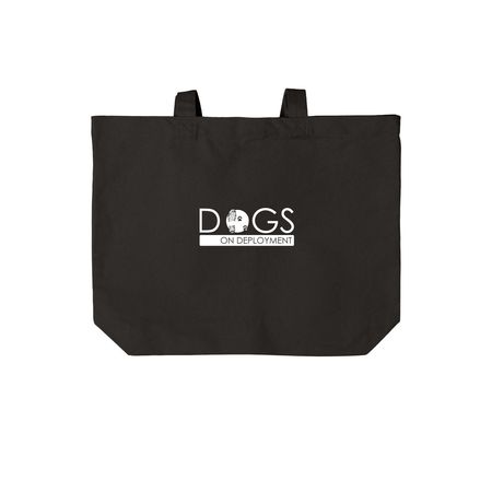 Dogs on Deployment Tote (White Logo), a Deep Black Cotton Canvas Tote Bag